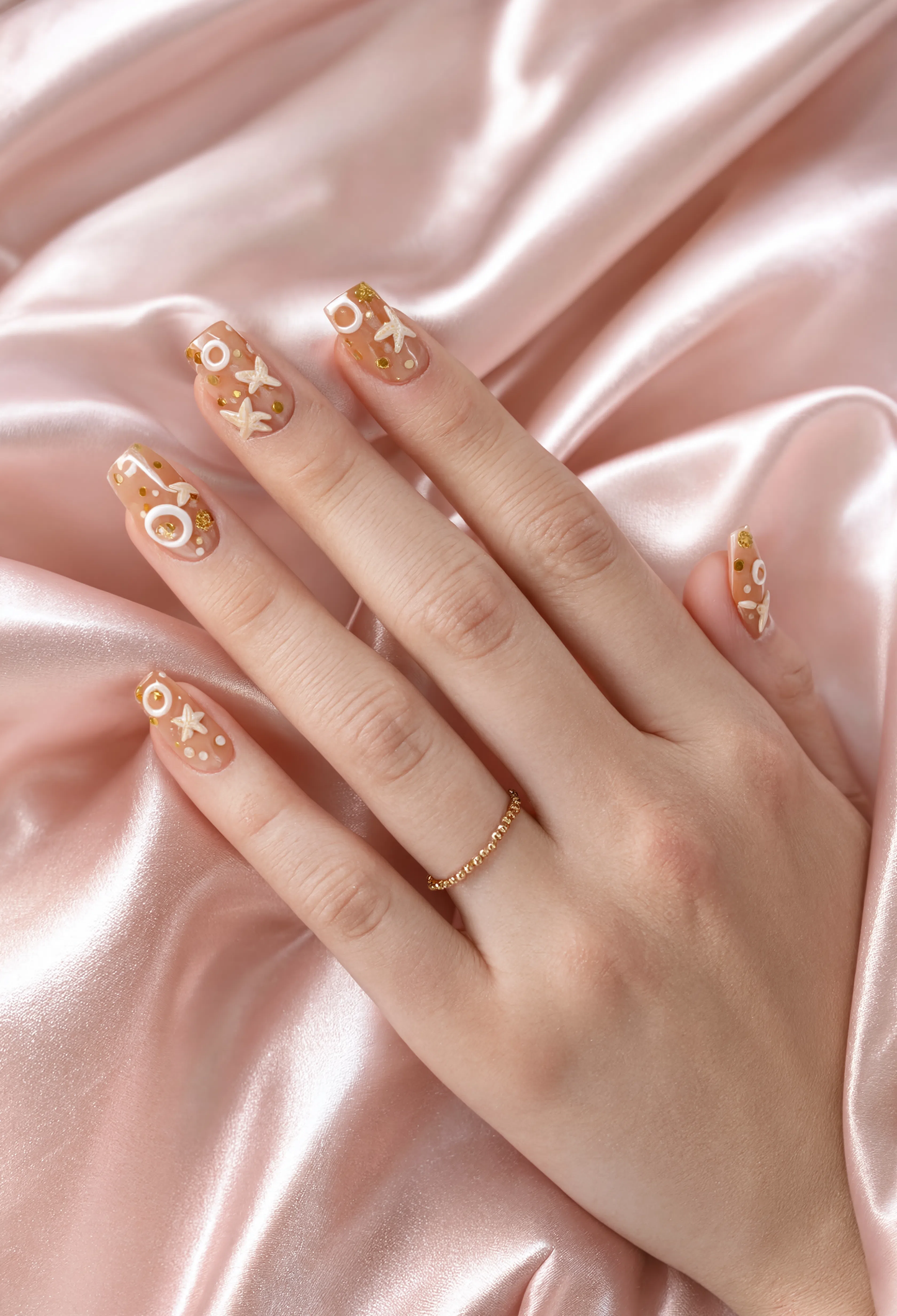 Beach Theme Press On Nails – Handmade Summer Nail Art Set