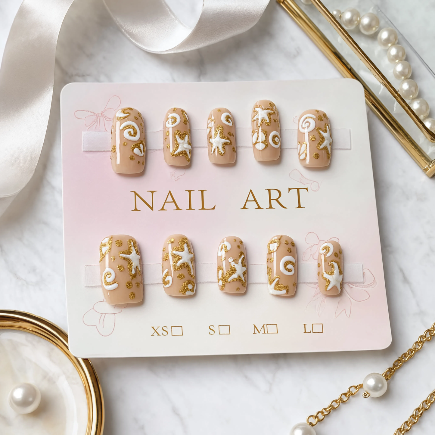Beach Theme Press On Nails – Handmade Summer Nail Art Set
